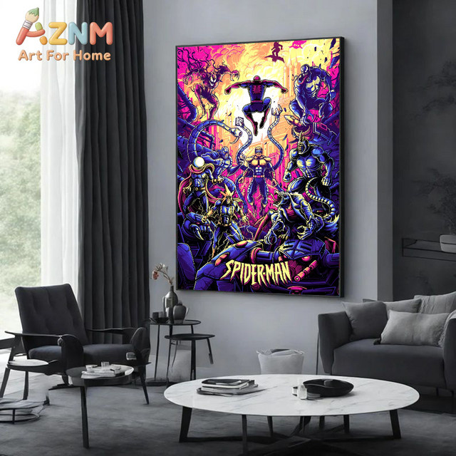 KAYOU Spider-Man Miles Morales Wandteppich mit buntem Hippie-Blumen-Design in Boho-Optik - Bild 1
