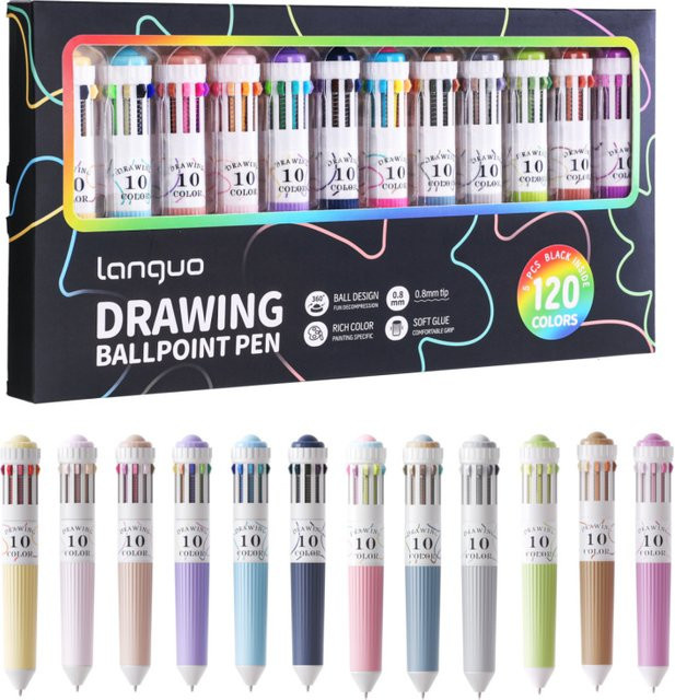 Kolorowys 10-in-1 Mehrfarbiger Kugelschreiber-Set mit 60 Farben und 0,8mm Spitze für Zeichnungen und zum Schreiben - Bild 1