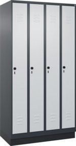 C+P Spind Classic PLUS Garderobenschrank mit Sockel, 4 Abteile, Farbe: Anthrazitgrau/Lichtgrau, H x B x T: 195 x 100 x 50 cm - Bild 1