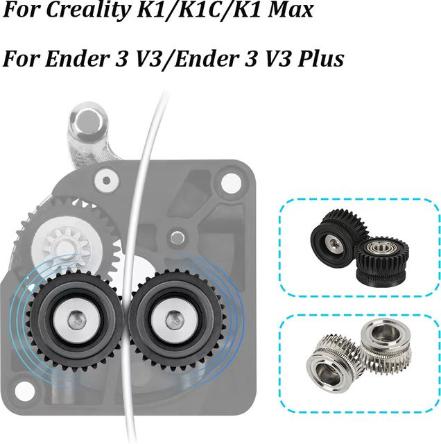 Creality K1C Extruder Gear Ganzmetall-Filament-Antriebsrad in Silber für K1 Max und K1C 3D-Drucker - Bild 1
