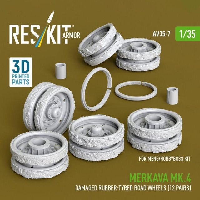 ResKit Models Merkava Mk.4 Damaged rubber-tyred road wheels, 12-teiliges Set - Bild 1