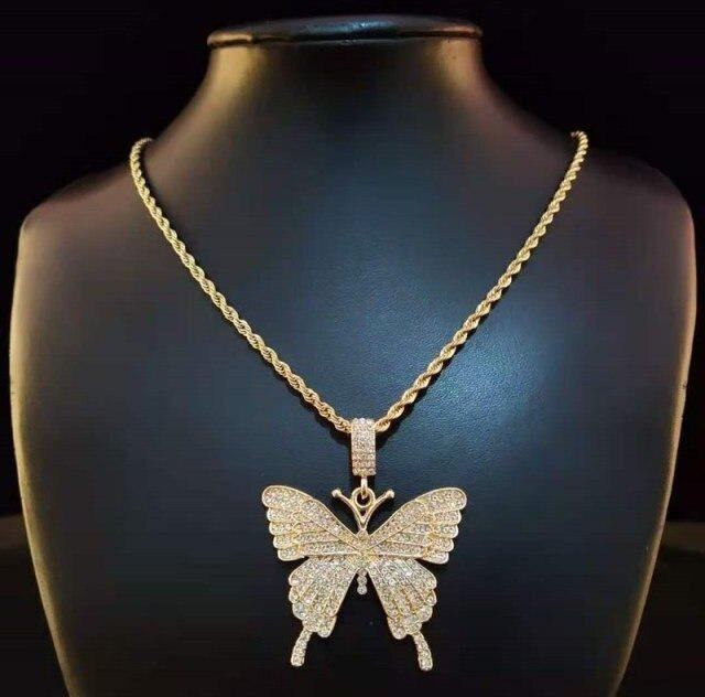 YIRAN Jewelry Halskette, Schmetterling Anhänger, Gold, Zirkonia, Unisex, 71 cm - Bild 1