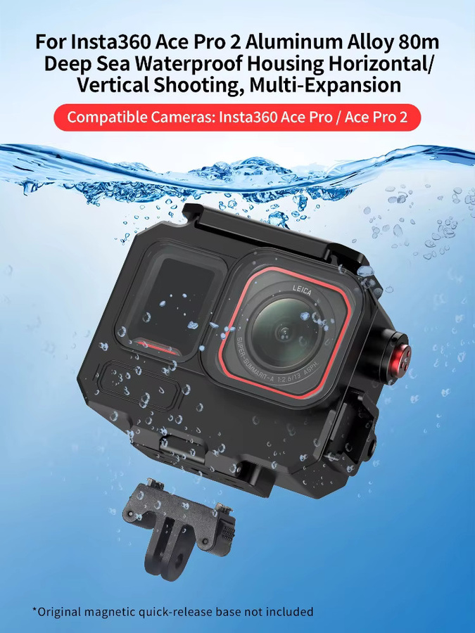Insta360 Ace Pro 2 Wasserdichtes Tauchgehäuse mit Schnellverschlussrahmen und Kaltschuh-Lichthalter in Schwarz (bis 80 m Tiefe) - Bild 5