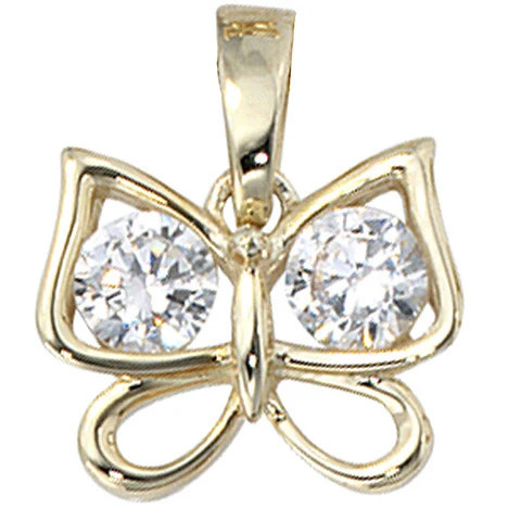 Colfem Anhänger Schmetterling, 333 Gelbgold, Zirkonia, Unisex - Bild 1