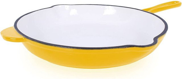 ECHTWERK Bratpfanne aus Gusseisen mit Emaille in Gelb, Durchmesser: 27 cm, Höhe: 5 cm