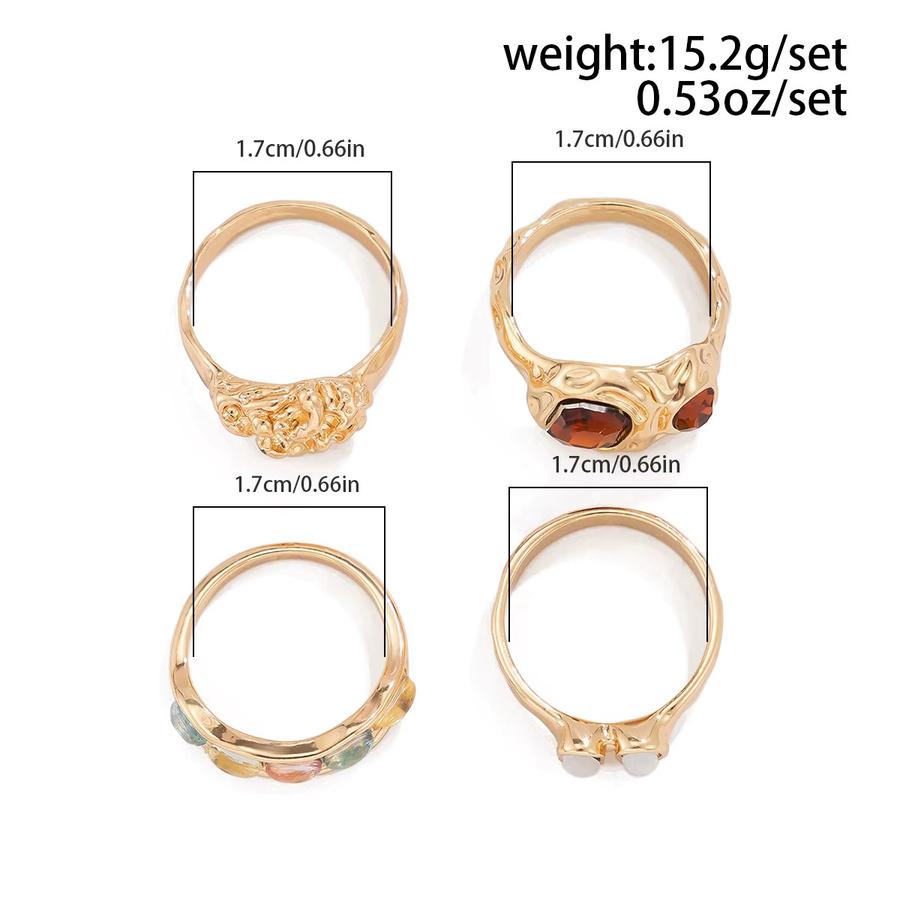 Ingemark Ring-Set Boho, Metall, Gold, Kristall, Damen - Bild 2