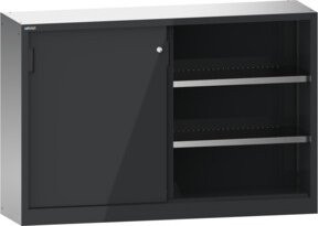 Lista Schiebetürschrank Anthrazit mit Schloss B: 150 cm, T: 58 cm, H: 100 cm - Bild 1