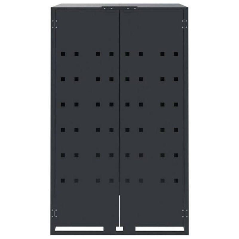 vidaXL Mülltonnenbox für 3 Tonnen aus pulverbeschichtetem Stahl in Anthrazit, B/T/H: 207 x 79 x 117 cm - Bild 5