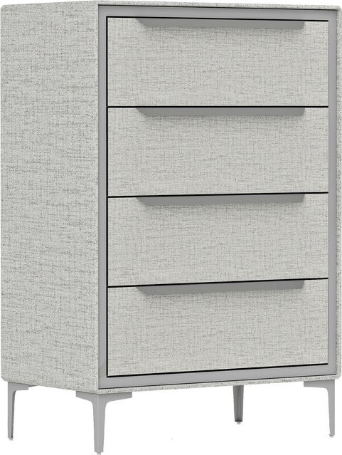 HOMCOM Kommode mit 4 Schubladen in Leinenoptik und Stahlgestell, moderne Kommode für Schlafzimmer, Flur und Wohnzimmer, Grau, B/T/H: 60 x 36 x 88 cm - Bild 1