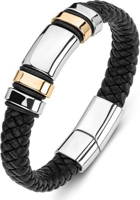 Rui Di Lederarmband, Geflochten, Messing, Magnetverschluss, Herren - Bild 1