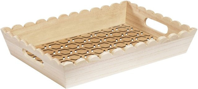 VBS Tablett Ornament aus MDF-Holz in Beige, B/T/H: 35,0 x 24,0 x 6,0 cm - Bild 1