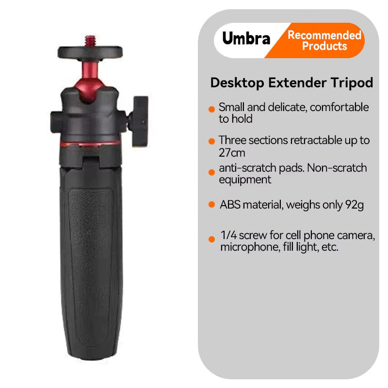 BRYNTHORX Mini ausziehbares Stativ in Schwarz, tragbarer Desktop-Ständer für Telefon, Action-Kamera und Licht mit 1/4-Zoll-Schraubbefestigung - Bild 4