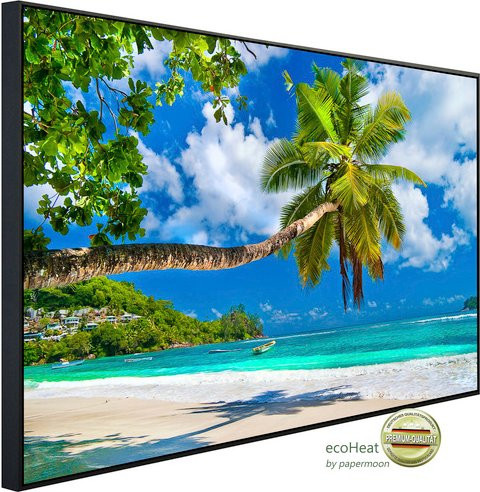 papermoon Infrarotheizung EcoHeat Seychellen Palm Beach mit Matt-Effekt in Bunt, App-Steuerung und Überhitzungsschutz - Bild 1