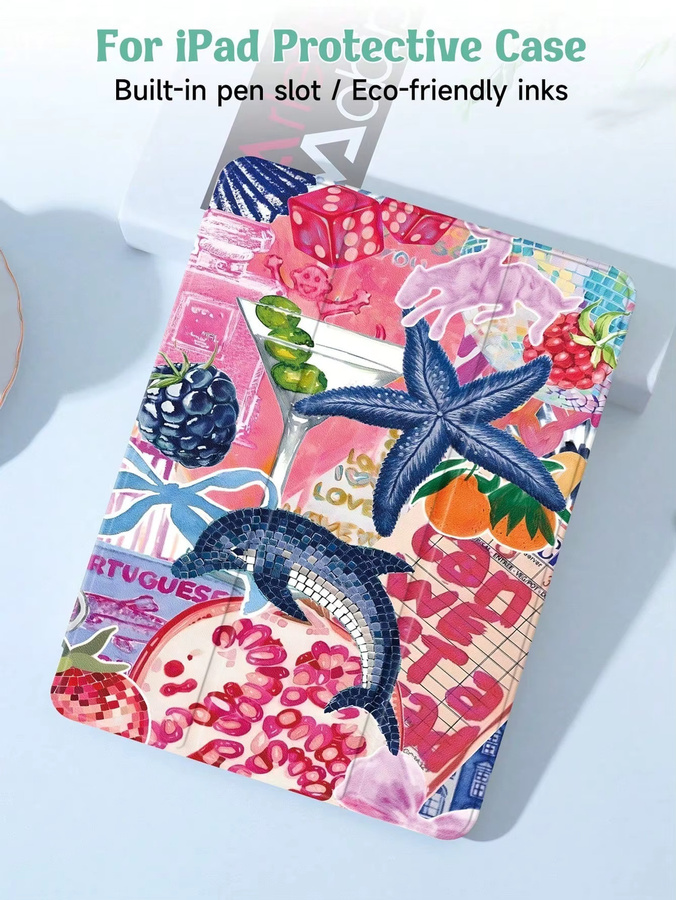 Schutzhülle im Ozean-Stil mit gehärteter Folie für Apple iPad Pro und iPad Air (verschiedene Generationen), Multicolour - Bild 2