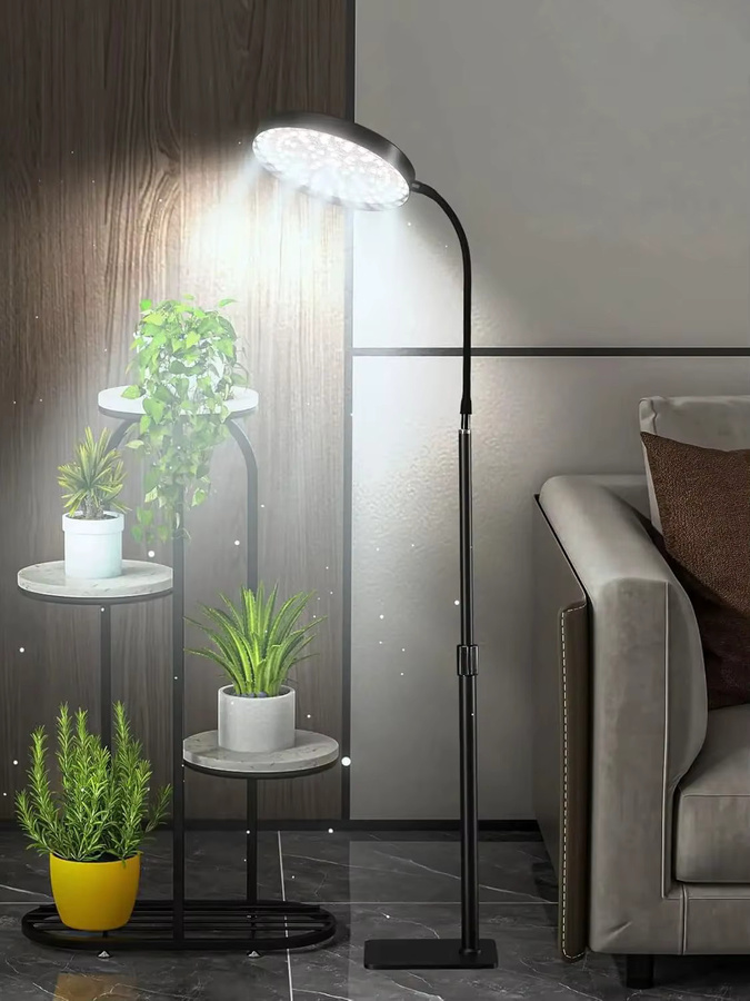 KEBINCPLED LED-Wachstumslicht für Zimmerpflanzen mit Ständer, Vollspektrum Bodenpflanzen-Wachstumslampe in Schwarz, 6000 K Cool White mit Timer - Bild 5