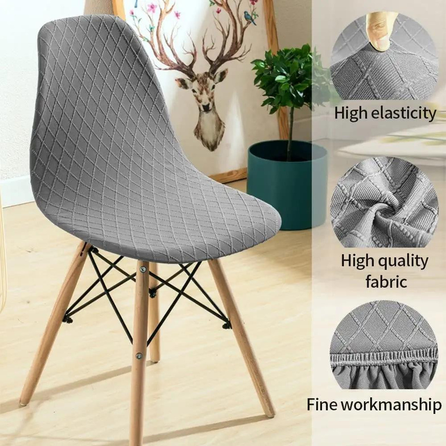 Wasserdichter Esszimmerstuhlbezug aus Diamant-Jacquard von Yiran Furniture, Farbe: Grau, B/T/H: 35 x 38 x 38 cm - Bild 4