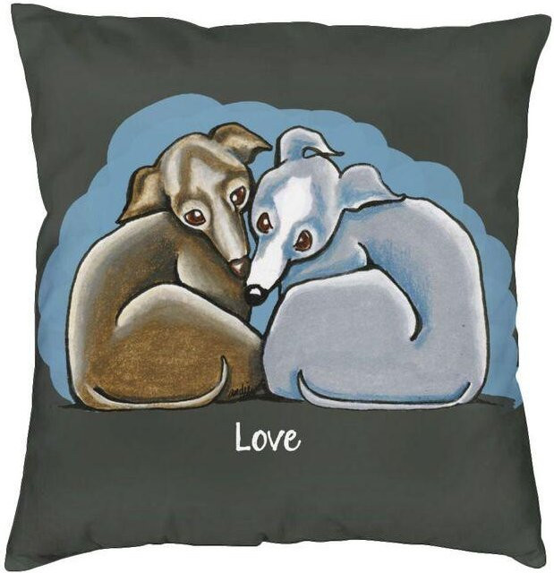 RRR Home Kissenbezug Gustav Klimt Windhund Design in Grau, quadratisch, B/T/H: 55 x 55 x 55 cm - Bild 1