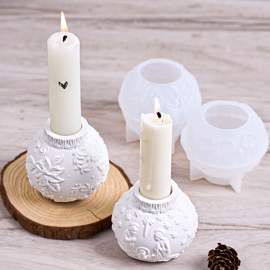 UDOCOOL Silikonform für 3D Ostern Kerzenhalter mit Blumenmotiv zum DIY Gießen von Gips und Harz in Mehrfarbig - Bild 1