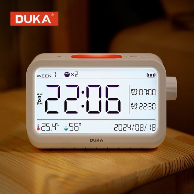 DUKA MT2 Thermohygrometer Wecker Multifunktions-Temperatur- und Luftfeuchtigkeitsmesser in Weiß - Bild 1