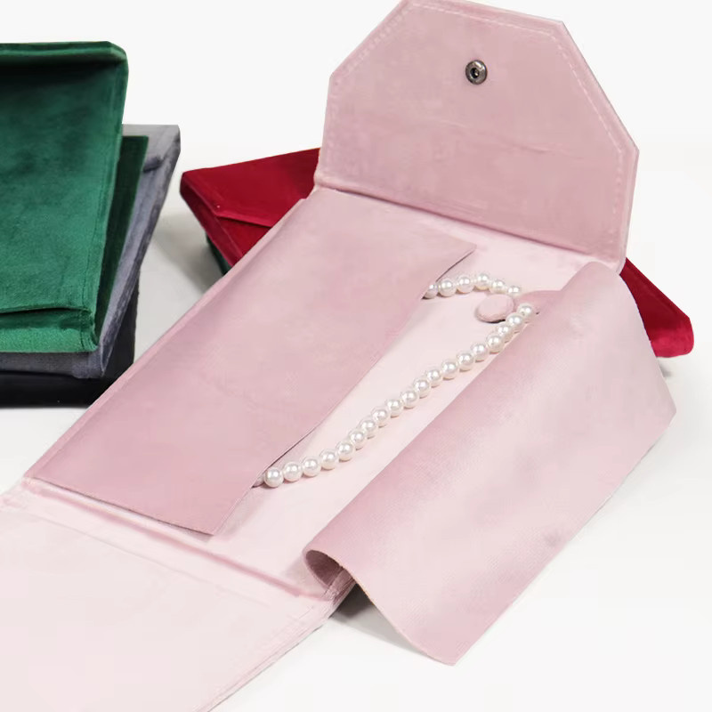 Kreative Schmuckverpackungsbox aus Samt in Grau zur Aufbewahrung von Perlenketten und Schmuck - Bild 2