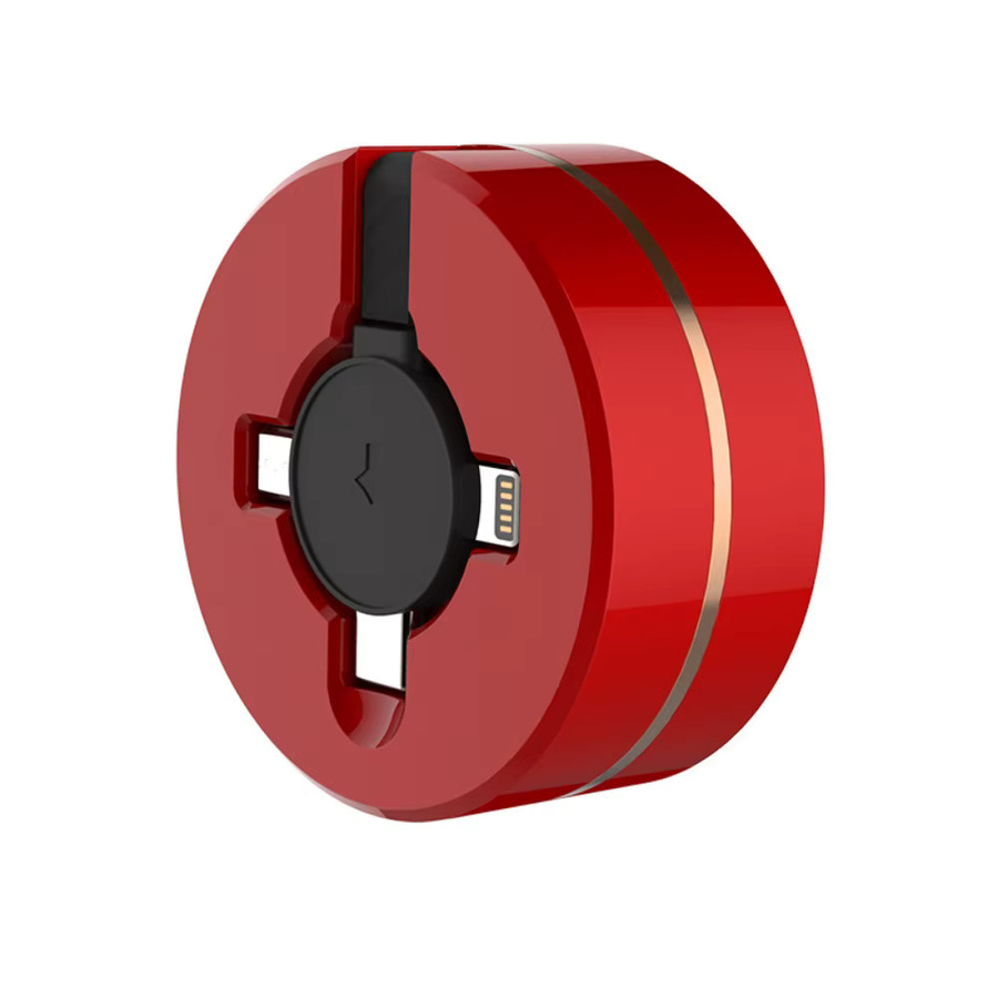 3-in-1 Einziehbares Ladekabel mit 66 W Schnellladefunktion in Rot - Bild 2