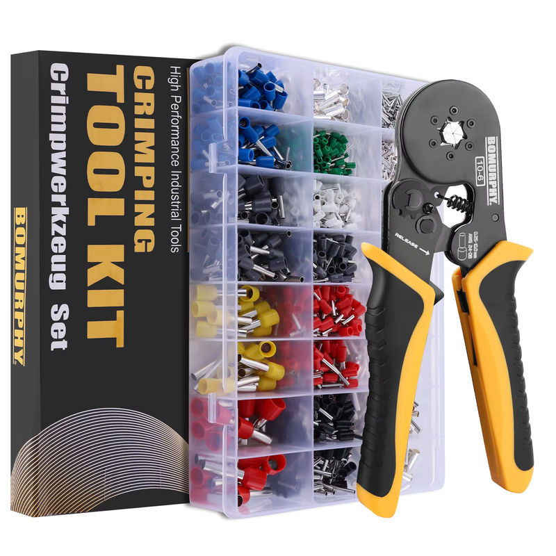 Bomurphy Hex Ferrule Crimpzange Kit mit Kabelanschlüssen und selbstverstellbarer Ratschen-Drahtklemmen für AWG24-8 - Bild 6