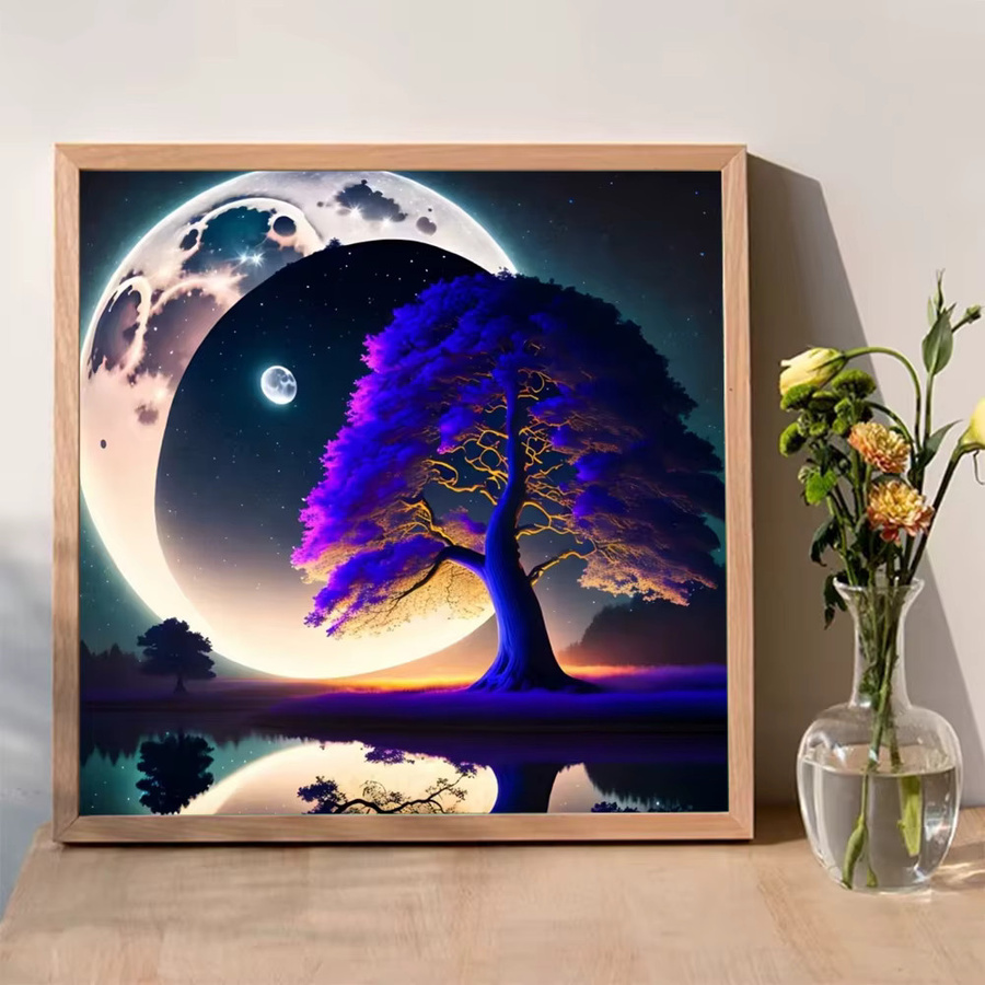 Evershine Diamond Painting Set Landschaft mit Mond als DIY Mosaik Bild in Multicolour zur Wanddekoration - Bild 3