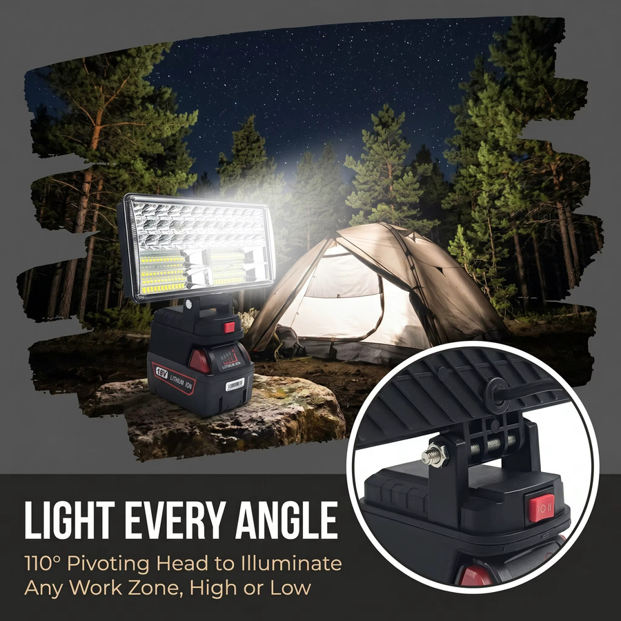 Milwaukee LED-Arbeitslicht für 18 V Li-Ionen-Akkus, tragbare Notfall-Flutlampe und Campinglampe in Rot/Schwarz - Bild 5