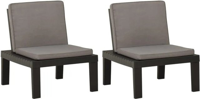 Furnicato Gartenstuhl-Set aus Kunststoff mit Auflagen, 2 Stück, Grau/Anthrazit - Bild 1