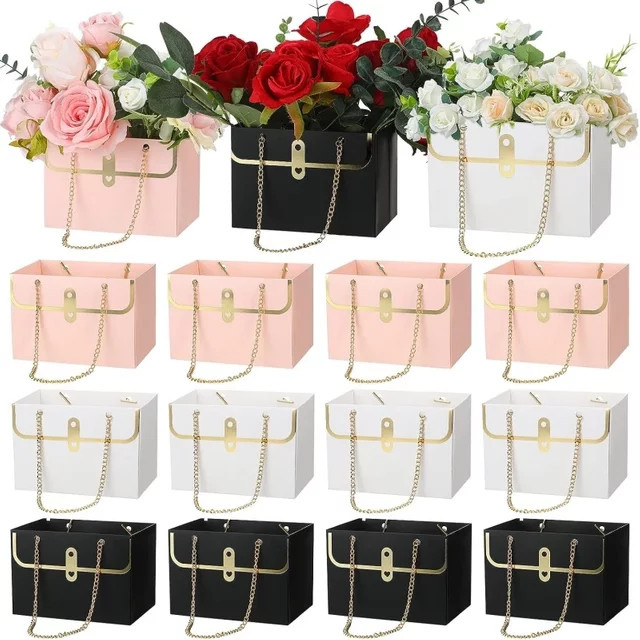 Faltbare Blumenbox aus Papier in Weiß als praktische Geschenktüte für Hochzeiten, Partys und Geburtstage - Bild 1