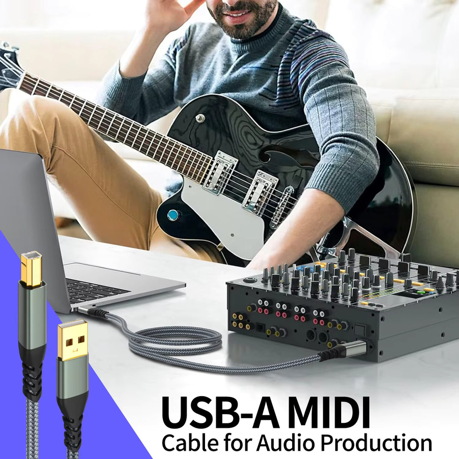USB-A auf USB-B Druckerkabel für Hochgeschwindigkeits-Datenübertragung in Grau - Bild 3