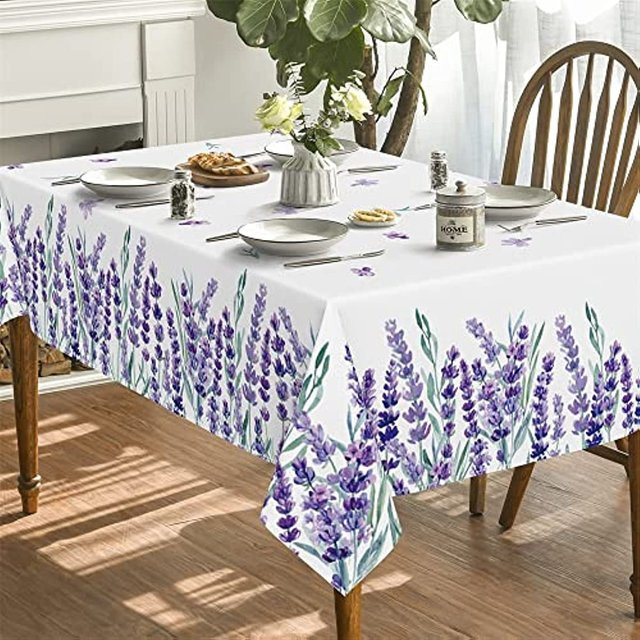 Binchi Tischdecke mit Lavendel-Blumenmuster in Lila und Weiß, rechteckig, B/T: 70 x 70 cm - Bild 1