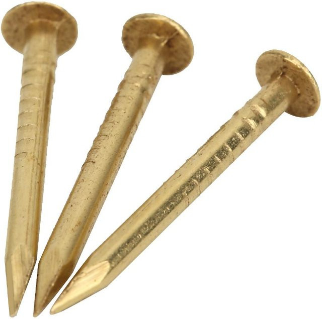 Igeteck Messing Rundkopf Nägel Vintage DIY Handwerk Befestigungselemente, 100 Stück, Farbe: Beige/Gold, Länge: 1,5 cm - Bild 1