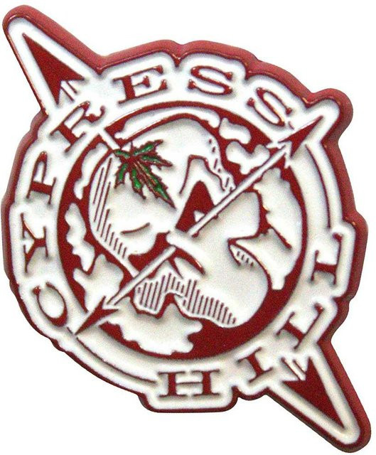 Cypress Hill Totenkopf Kompass Abzeichen, rot/weiß, Unisex - Bild 1