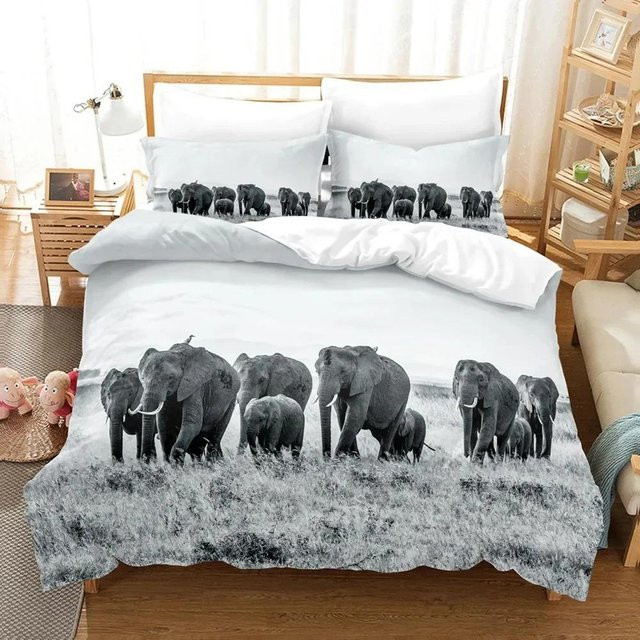 JMG Household Supplies 3D Elefant Bettwäscheset mit Kissenbezug und Reißverschluss, B/H: 135 x 200 cm - Bild 1