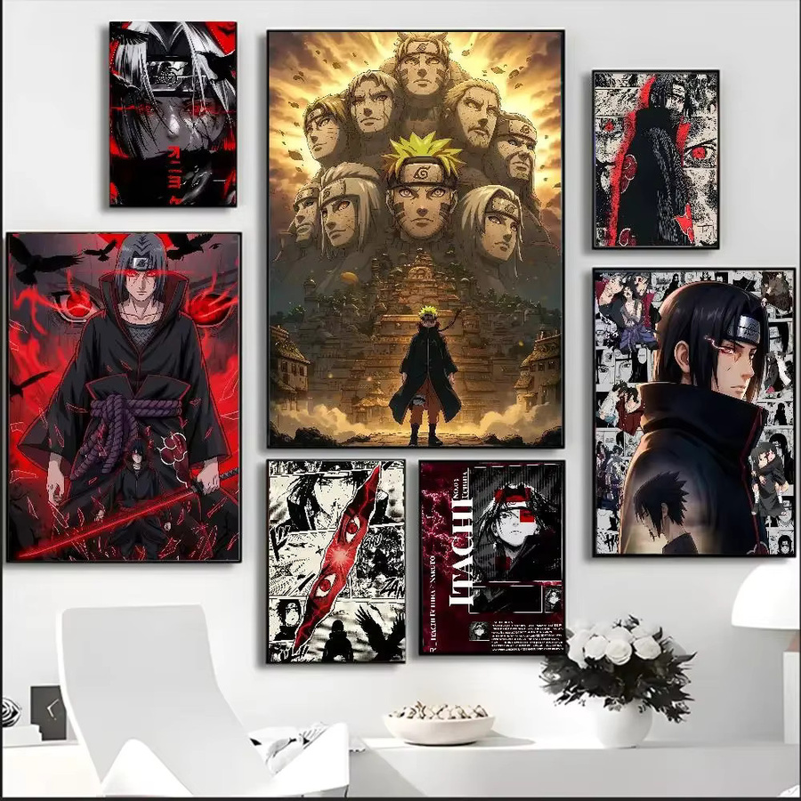 Bandai Klebeposter Naruto Charaktere Sasuke Itachi Uzumaki Madara Kakashi Pain Minato HD-Kunst Wasserfeste Wanddekoration Mehrfarbig - Bild 4