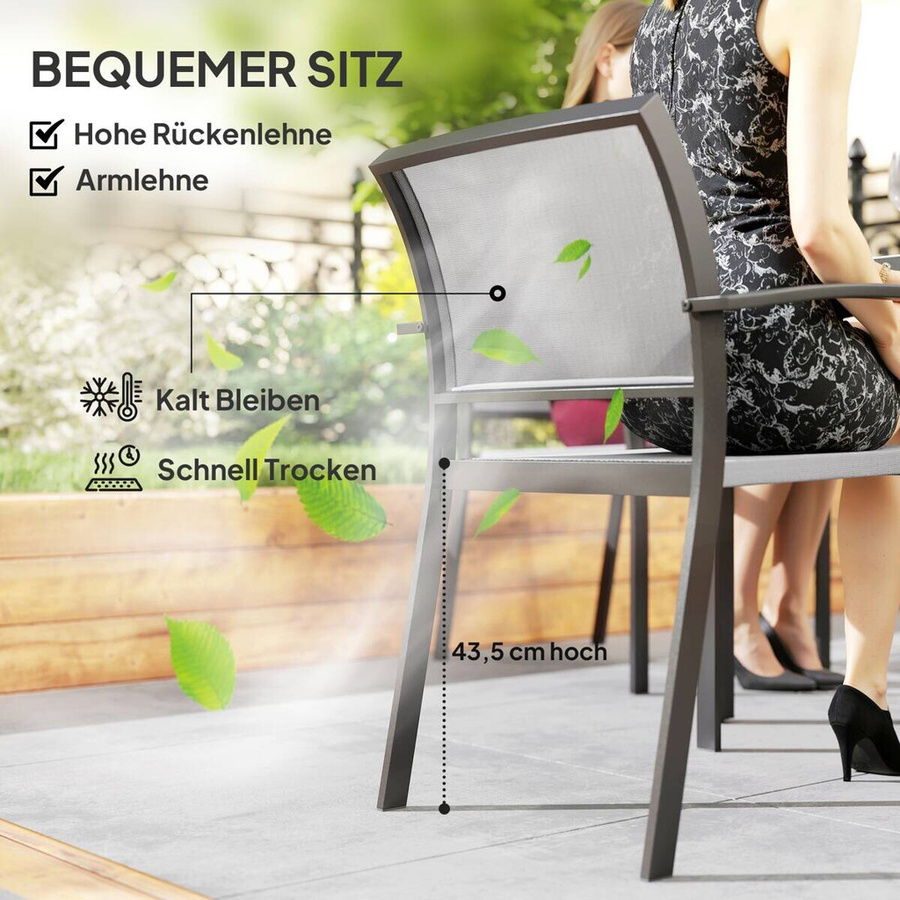 Outsunny Gartenmöbel-Set aus Kunststoff und Stahl in Grau, B/H/L: 87 x 180 x 72 cm - Bild 3