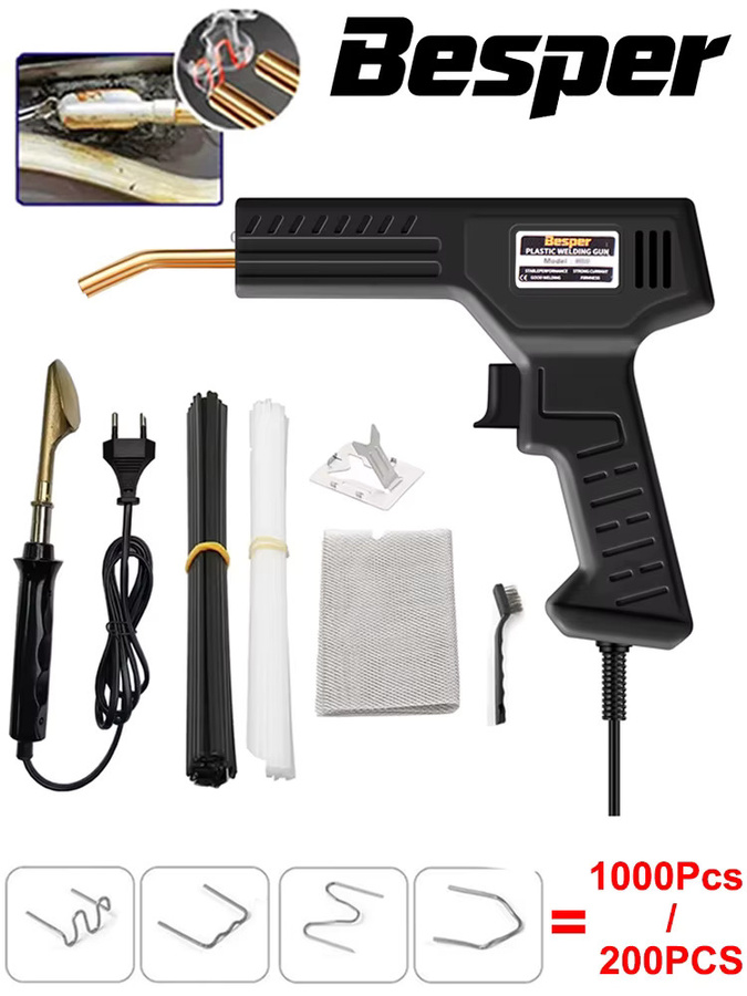 Besper 2-in-1 Kunststoffschweißgerät und Heißhefter Set in Schwarz zur Reparatur von Kunststoffstoßstangen und Rissen mit 1000-2000 Stück Zubehör - Bild 6