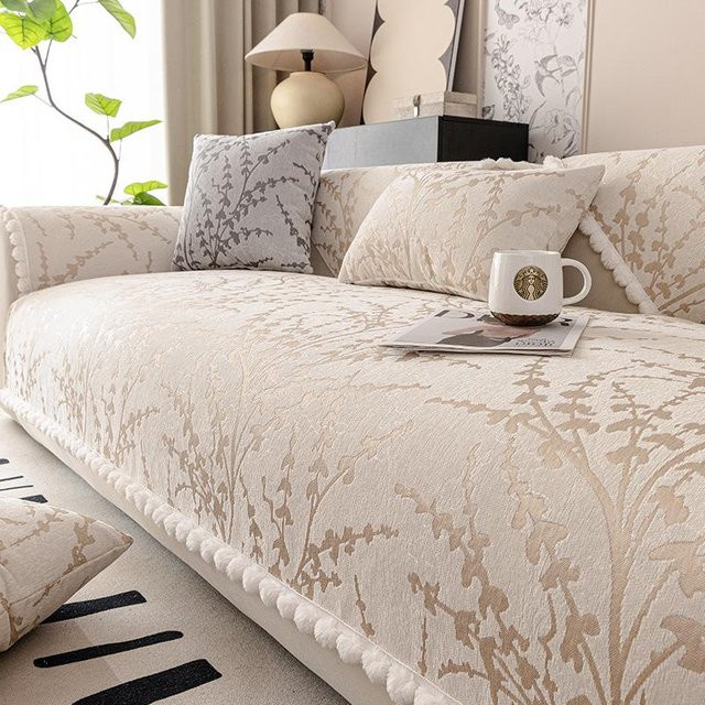 Wucifang Bags Chenille Sofakissen Set Europäische Kaiserliche Konkubine Luxus Abdeckung für Dreisitzer-Sofa, Farbe: beige, B/T/H: 70 x 70 cm - Bild 1