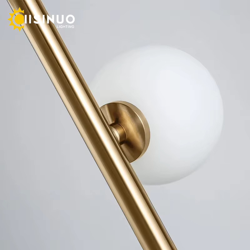 IISINUO Wohnzimmer-Stehlampe mit 9 Glaskugeln in Transparent und Weiß, moderne Bodenleuchte aus Glas und Metall, Höhe: 165 cm - Bild 6