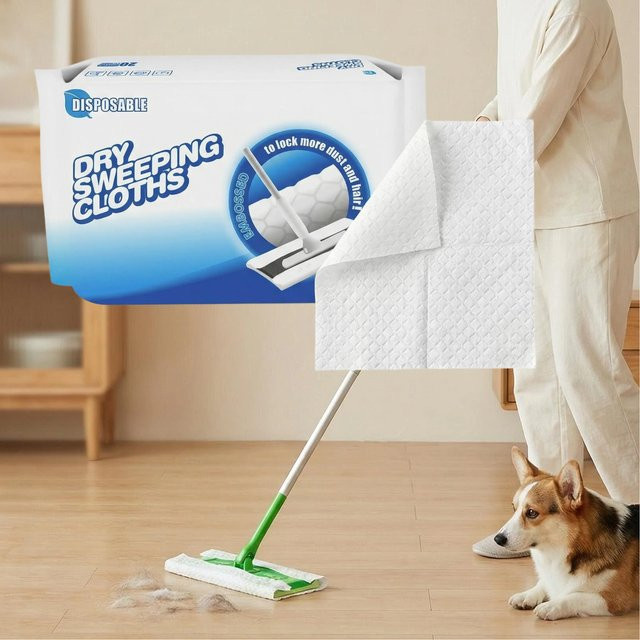 JINYU DOME Einweg Elektrostatische Staubwischpads für Nass- und Trockenwischmopps in Blau und Weiß, B: 22,35 cm, H: 30,48 cm - Bild 1