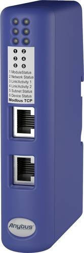 Anybus AB7319 CAN/Modbus-TCP CAN Umsetzer mit CAN Bus, USB, Sub-D9 und Ethernet/LAN, galvanisch getrennt, 24 V/DC, Blau - Bild 1