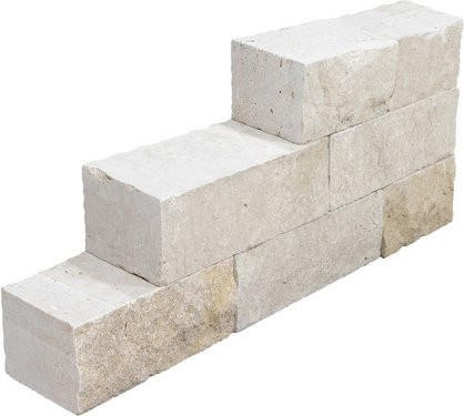 WOHNRAUSCH Travertin-Mauersteine beige, 0,5 m², Naturstein gespalten und getrommelt, H: 15 cm, B: 18-20 cm, L: 20-50 cm - Bild 1