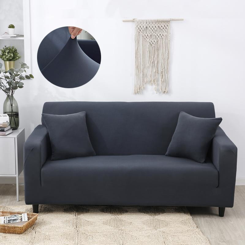 Yiran elastischer Sofabezug aus Polyester in Blau, einfarbig und rutschfest für 1-Sitzer, Breite: 90-140 cm - Bild 3