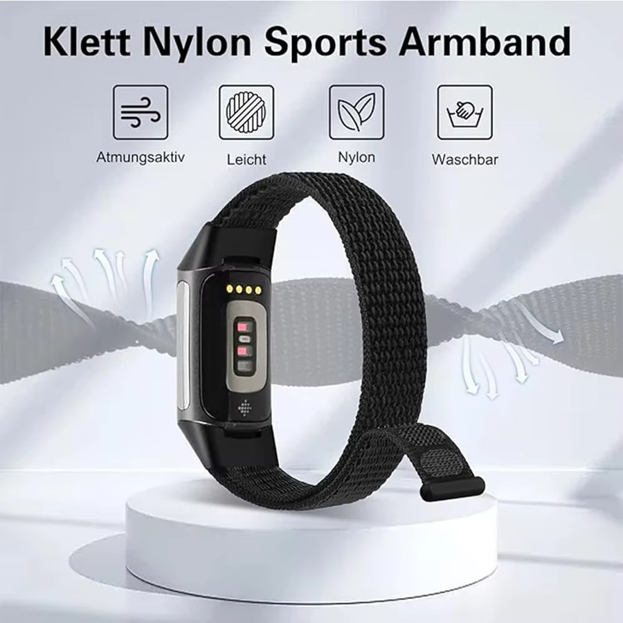 RWBANDS Uhrenarmband Nylon, Schwarz, Unisex, Fitbit Charge 5/6 - Bild 2