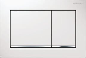 Geberit Abdeckplatte Omega 20 für 2-Mengen-Spülung in Weiß mit Chrom-Streifen - Bild 1