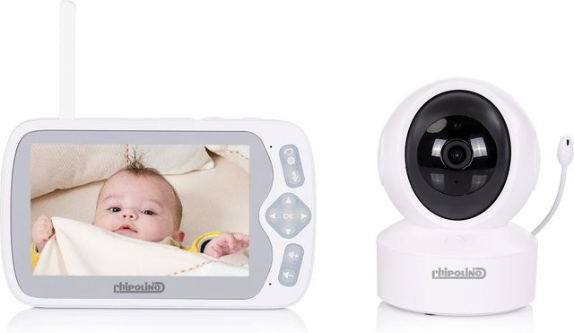 Chipolino Babyphone Duo View mit 5 Zoll Monitor, Kamera, Nachtsicht, Musik und VOX Eco Mode in Weiß - Bild 1