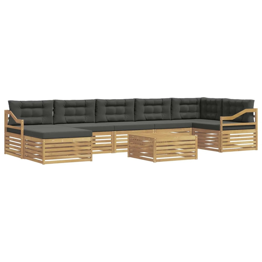 vidaXL Outdoor-Sofagarnitur aus Akazienholz und Polyester, 8-teiliges Set, Weiß und Anthrazit - Bild 2