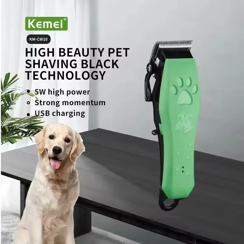 Kemei Tierpflege-Haarschneidemaschine KM-cw10 Elektrischer Wiederaufladbarer Katzenscherer und Hundehaar-Trimmer in Grün - Bild 2