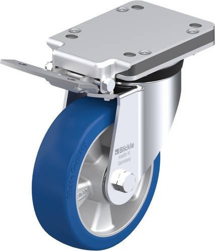 Blickle LK-ALBS 160K-IS Lenkrolle mit Feststeller in Silber und Blau, Rad-Durchmesser: 160 mm, Tragfähigkeit: 580 kg - Bild 1
